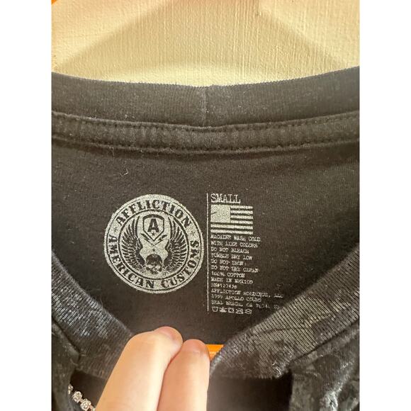 Affliction NWOT American Customs Chromium Heart T-Shirt Sz S Lace Up Bling - Picture 6 of 8